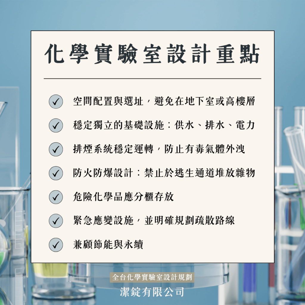 化學實驗室規劃怎麼做?7大設計重點、動線規劃與安全規範指南 7 潔錠 化學實驗室設計重點