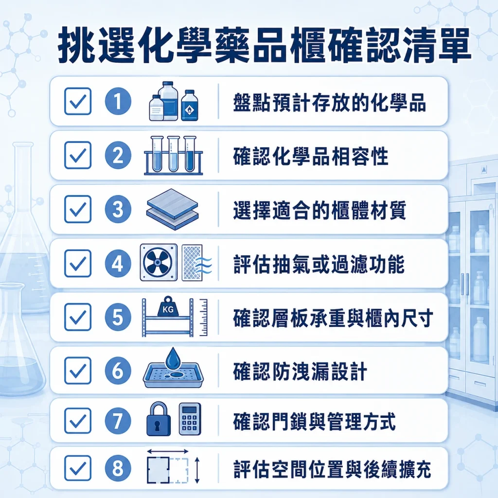 挑選化學藥品櫃確認清單